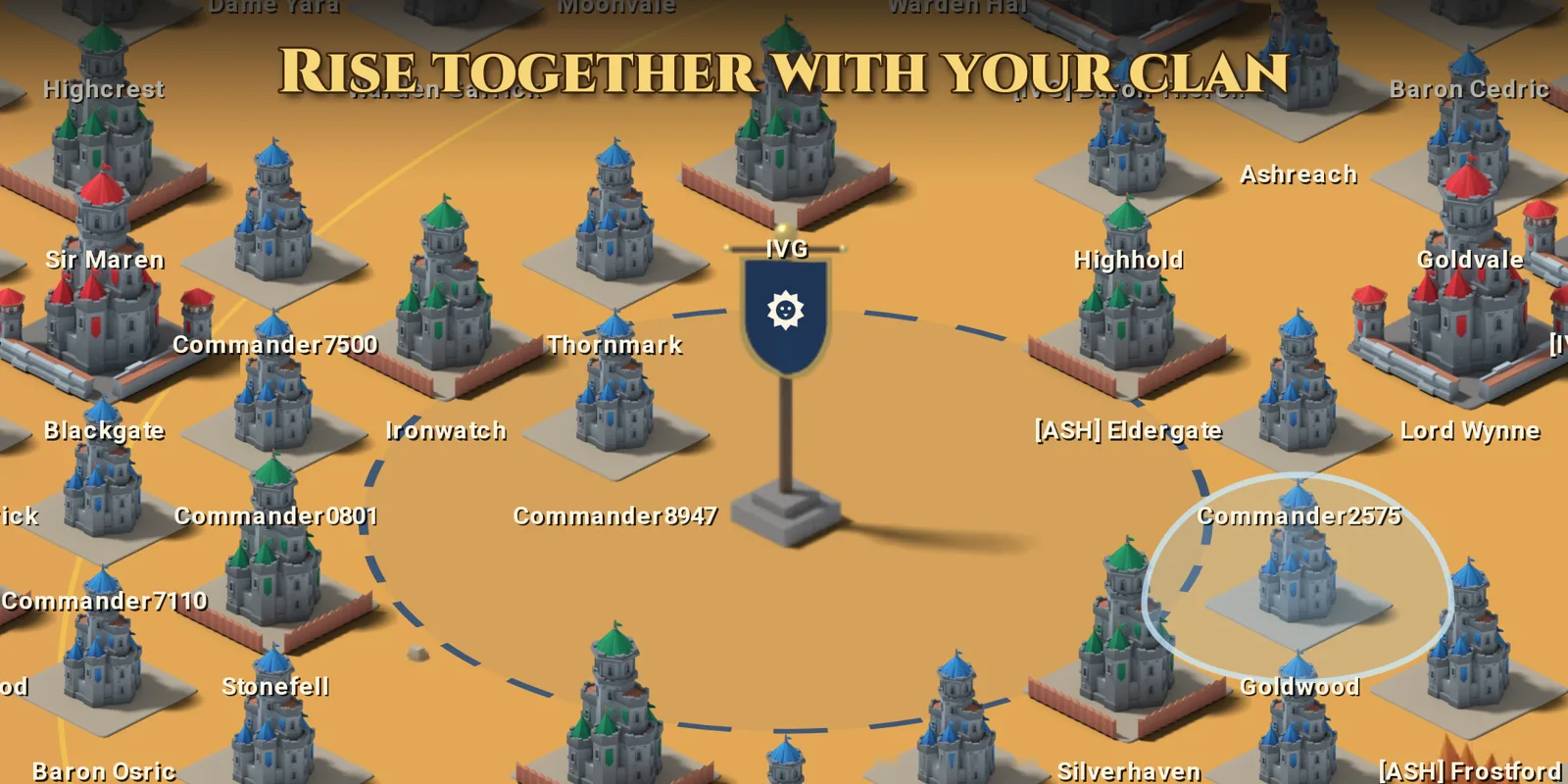 Rise together with your clan: a clan banner and its territory on the map